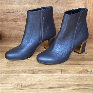 8 by Yoox Brown Leather Ankle Boots